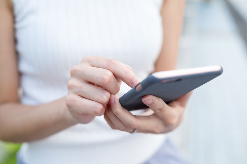 Woman touch on cellphone